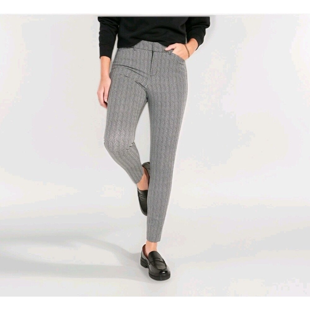 Old Navy High-Waisted Printed Pixie Skinny Ankle Pants Herringbone 8P Never-fade